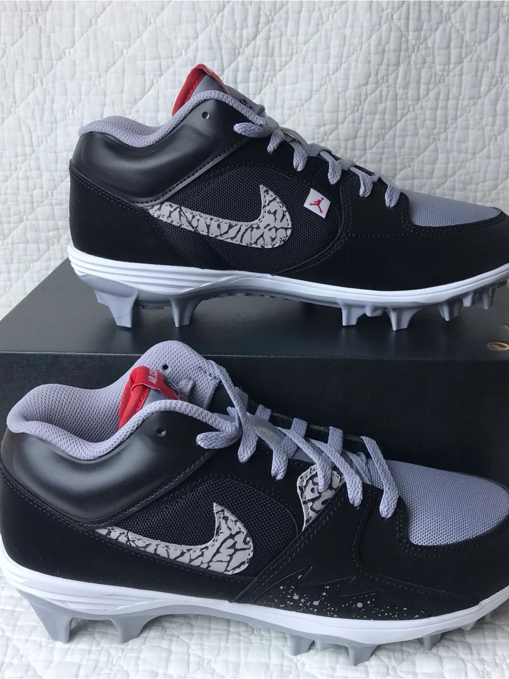 Jordan Stadium 90 Low TD Football Cleats Men’s SZ 8.5 Black Grey HQ0210-060